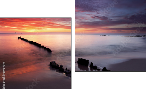 Sunrise on ocean - baltic - Two-piece canvas print, Diptych