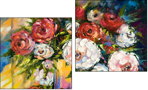 Bouquet of wild flowers in a vase - Two-piece canvas print, Diptych