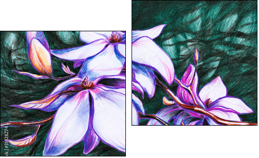 Magnolia-colored pencils - Two-piece canvas print, Diptych