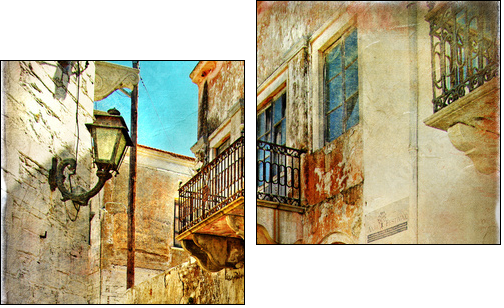pictorial old streets of Greece - Two-piece canvas print, Diptych