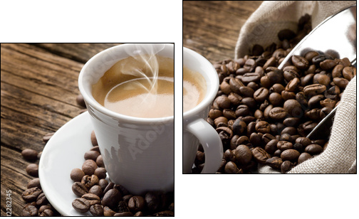 hot  coffee - caffe fumante - Two-piece canvas print, Diptych