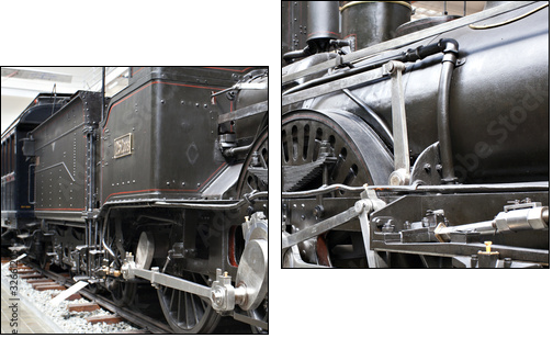 Detail of old steam locomotive - Two-piece canvas print, Diptych