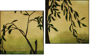 Two white birds and tree - Two-piece canvas print, Diptych