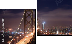 bay bridge and san francisco at night panorama - Two-piece canvas print, Diptych