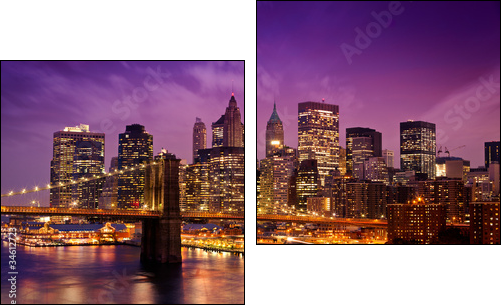 New York Manhattan Pont de Brooklyn - Two-piece canvas print, Diptych