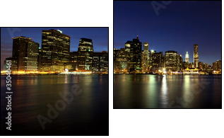 Lower Manhattan panorama at dusk, New York - Two-piece canvas print, Diptych