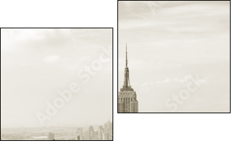 Manhattan panorama in sepia - Two-piece canvas print, Diptych
