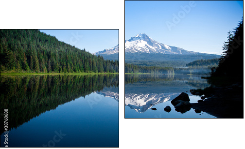 Beautiful Mountain Reflection in Lake - Two-piece canvas print, Diptych