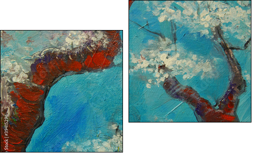 Arbre en fleurs 5 - Two-piece canvas print, Diptych