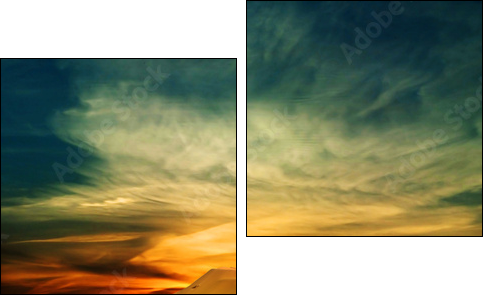 Sandy desert at sunset time - Two-piece canvas print, Diptych