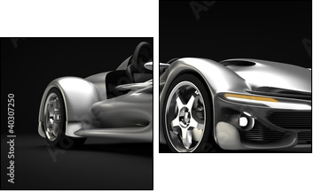 Sports car road-star isolated on black 3d render - Two-piece canvas print, Diptych