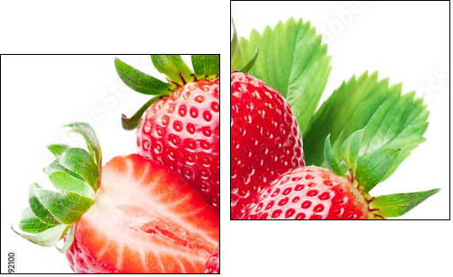 Strawberries with leaves. - Two-piece canvas print, Diptych
