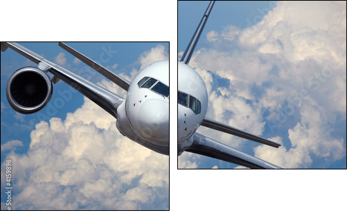 Airliner in flight - Two-piece canvas print, Diptych