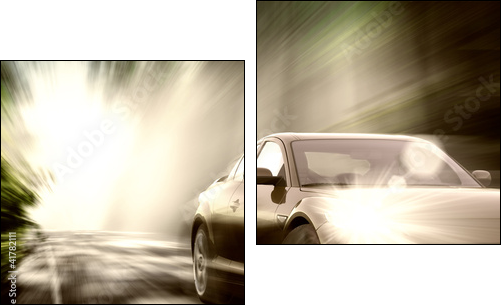 sport car on road - Two-piece canvas print, Diptych