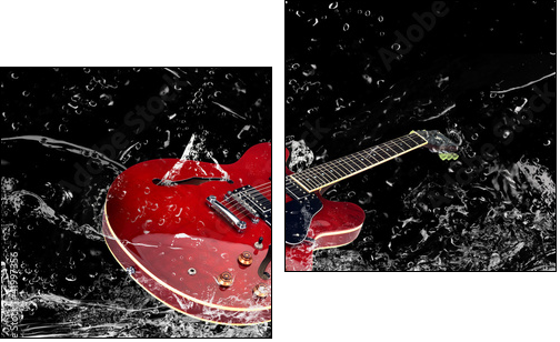 E-Gitarre mit Wasserspritzern - Two-piece canvas print, Diptych