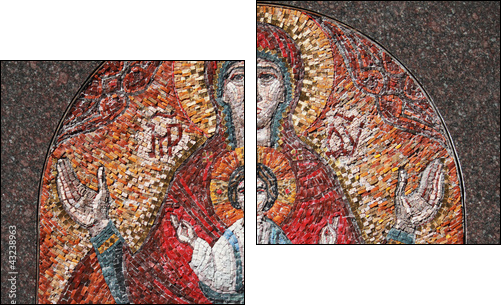 art mosaics icon of Virgin Mary and Jesus Christ - Two-piece canvas print, Diptych