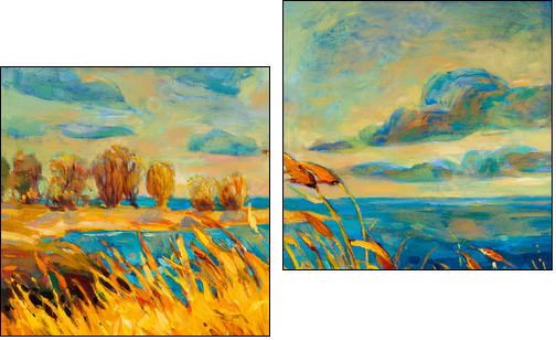 Sunset over lake - Two-piece canvas print, Diptych