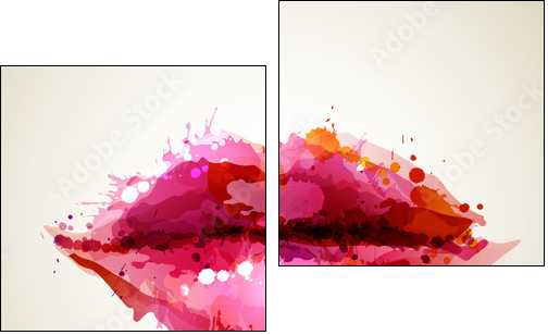 Beautiful womans lips formed by abstract blots - Two-piece canvas print, Diptych