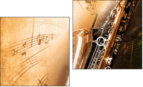 Old Saxophone with dirty background - Two-piece canvas print, Diptych
