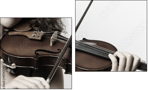 Violin musical instrument violinist hand - Two-piece canvas print, Diptych