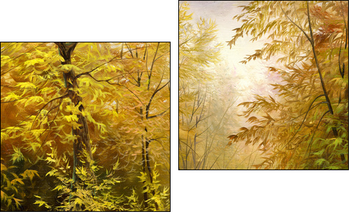 beautiful autumn landscape, canvas, oil - Two-piece canvas print, Diptych