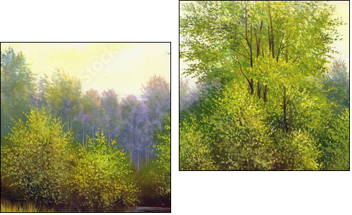 beautiful summer landscape, canvas, oil - Two-piece canvas print, Diptych