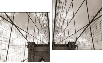 Brooklyn Bridge in New York City. Sepia tone. - Two-piece canvas print, Diptych
