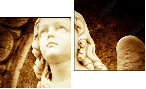 Praying angel in sepia shades - Two-piece canvas print, Diptych