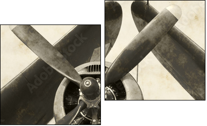 Wartime navy airplane with folded wings - Two-piece canvas print, Diptych
