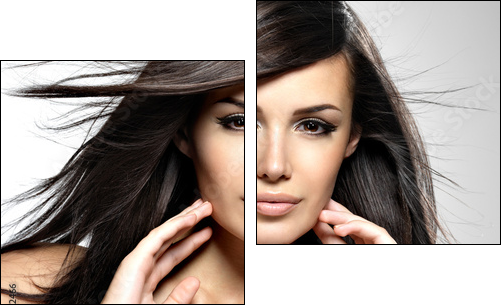Fashion model  with beauty long straight hair. - Two-piece canvas print, Diptych