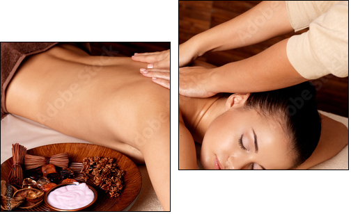 Woman having massage in the spa salon - Two-piece canvas print, Diptych