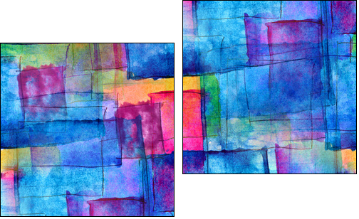 seamless blue cubism abstract art texture watercolor wallpaper b - Two-piece canvas print, Diptych
