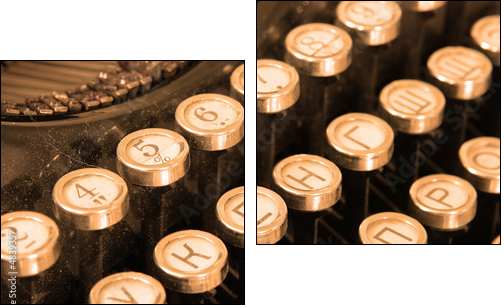 Keyboard of vintage typewriter sepia - Two-piece canvas print, Diptych