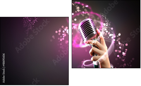 audio microphone retro style - Two-piece canvas print, Diptych