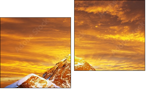 Evening colored view of Everest from Kala Patthar - Two-piece canvas print, Diptych