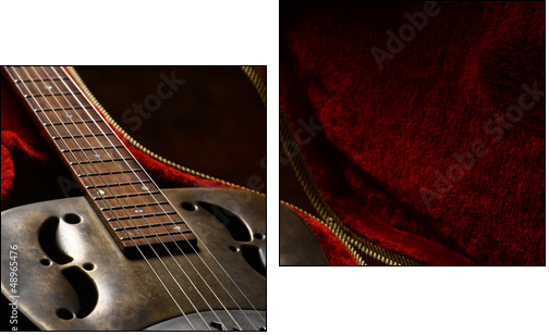 Vintage guitar in case - Two-piece canvas print, Diptych
