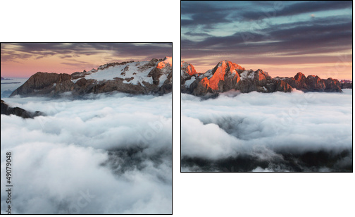 Beautiful spring landscape in the mountains. Sunset - Italy Dolo - Two-piece canvas print, Diptych