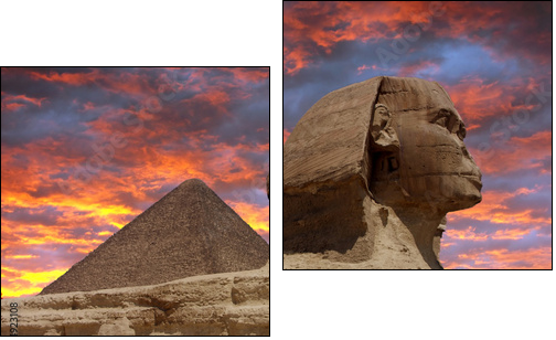 Pyramid and Sphinx at Giza, Cairo - Two-piece canvas print, Diptych