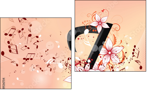 Abstract design background with colourful music notes - Two-piece canvas print, Diptych
