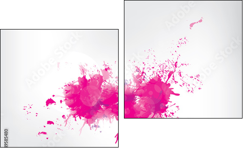 Colored paint splashes  on abstract background - Two-piece canvas print, Diptych