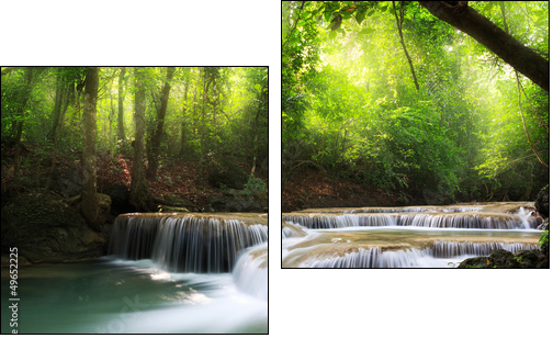 Deep forest waterfall - Two-piece canvas print, Diptych