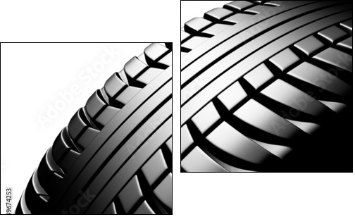 Car tire on a white background - Two-piece canvas print, Diptych
