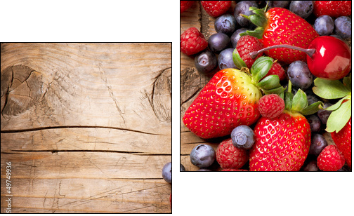 Berries on Wooden Background. Organic Berry over Wood - Two-piece canvas print, Diptych