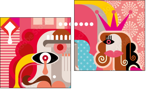 Woman and Man vector illustration - Two-piece canvas print, Diptych