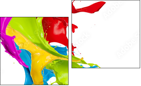 Colored splashes in abstract shape, isolated on white background - Two-piece canvas print, Diptych