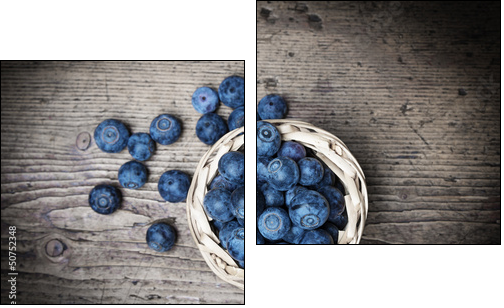 fresh blueberries on an old table - still life - Two-piece canvas print, Diptych