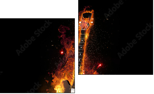 E Gitarre unter Feuer - Two-piece canvas print, Diptych