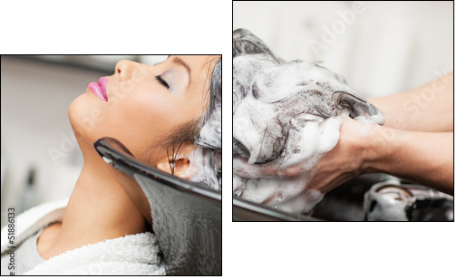 Hair Washing - Two-piece canvas print, Diptych