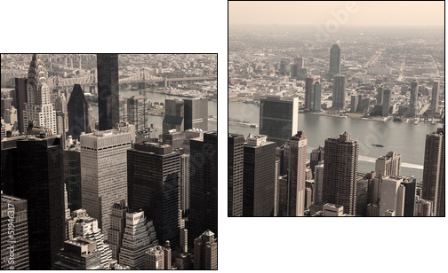 Skyline of Manhattan - sepia image - Two-piece canvas print, Diptych