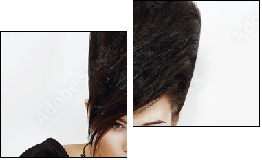 Updo Hair. Woman with Trendy Hairstyle with Diamond Earrings - Two-piece canvas print, Diptych